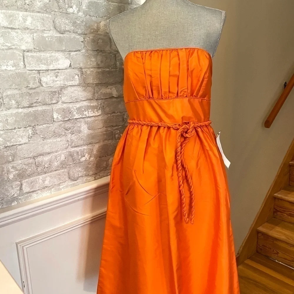 J CREW STRAPLESS SILK TANGERINE SPECIAL OCCASION DRESS